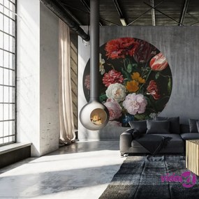 WallArt Carta da Parati Circolare Golden Age Flowers 142,5 cm