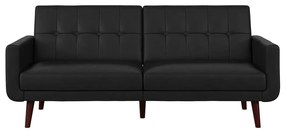 Divano nero allungabile con rivestimento in finta pelle 200 cm Nola – Støraa