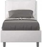 Letto Singolo rivestito in Similpelle - ANTEA Tipologia Letto: Con Rete, Colore: Bianco, Dimensione Rete: 80x200