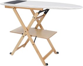 Asse da stiro in legno di faggio richiudibile con ruote - REVI Naturale