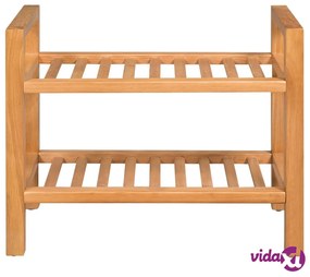 vidaXL Scarpiera con 2 Ripiani 50x27x40 cm in Massello di Rovere