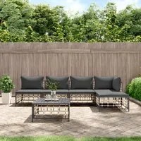 Set Divani da Giardino 6 pz con Cuscini Antracite in Polyrattancod mxl 124493