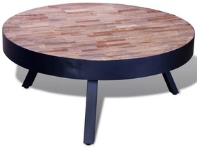 Tavolino Da Salotto Rotondo İn Legno Di Recupero Di Teak /