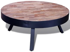 Tavolino Da Salotto Rotondo İn Legno Di Recupero Di Teak /