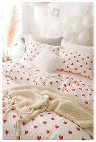 Biancheria da letto matrimoniale color panna in cotone Renforcé con un lenzuolo 4 pezzi 200x220 cm Mini Hearts - Mila Home