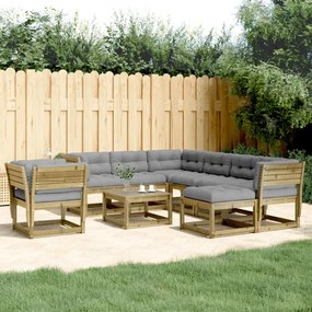 Set Divani da Giardino 8pz con Cuscini Legno Impregnato di Pino