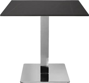 Tavolo bar pub ristorante 80x80 cm base argento Top esterno effetto marmo Nero H 75