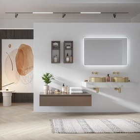 Composizione bagno sospesa mobile e mensolone da 120cm | KAM-KK1201 - KAMALU