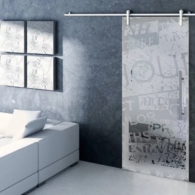 Porta scorrevole Vogue in alluminio grigio, L 76 x H 215 cm, con binario Ermes Destra