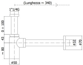 Paffoni Ringo West Zacc240no Sifone A Bottiglia Minimal Per Lavabo Nero Opaco