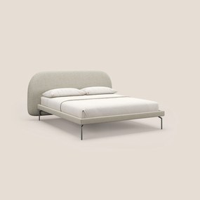 Soleil letto imbottito di design con piedi alti in metallo in bouclet smacchiabile T12 panna
