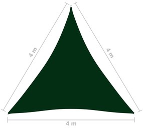 Parasole a Vela Oxford Triangolare 4x4x4 m Verde Scuro