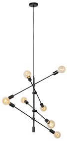 Lampada a sospensione industriale nera 8 luci - Sydney