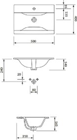 Cersanit S801-456 - Mobile bagno sospeso con lavabo NIKO 50x40 cm bianco