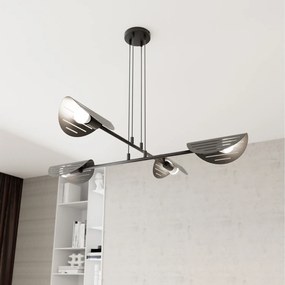 Lampadario Moderno 4 Luci Iperione A Bracci In Acciaio Nero