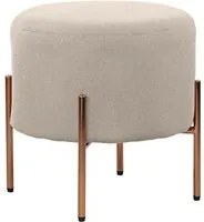 Pouf poggiapiedi Kate tondo in tessuto grigio chiaro