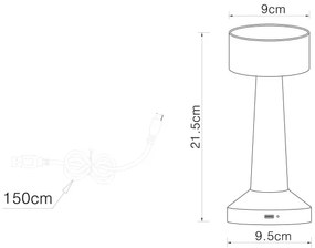 Globo 58447S - Lampada da tavolo LED dimmerabile ANGELIKA LED/1W/3,7V nera
