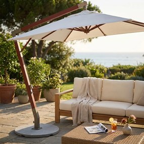 VICTOR - ombrellone da giardino decentrato con palo in legno 3 x 3 con mantovana