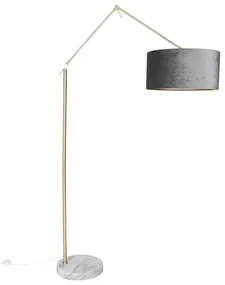 Lampada da terra moderna con paralume in velluto oro grigio 50 cm - Editor