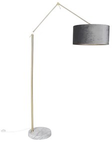 Lampada da terra moderna oro velluto paralume grigio 50 cm - EDITOR