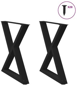 Gambe Per Tavolo Da Pranzo 2 Pz Nero 70x(72-73,3) Cm İn Acciaio /