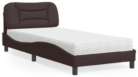 Letto con materasso marrone scuro 90x190 cm in tessuto