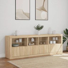 Credenza con luci led rovere sonoma 202x37x67 cm