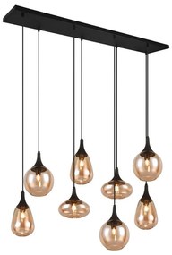 Lampada a sospensione nero-arancio con paralume in vetro Lumina - Trio