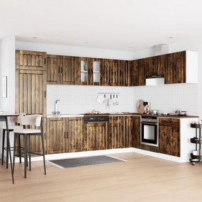 Armadio da cucina  &quot;&quot;lucca&quot;&quot; con doppio lavello in rovere affumicato in legno ingegnerizzato