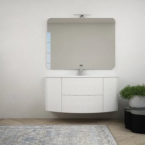 Mobile da bagno bianco frassino sospeso 120 cm con specchio filo lucido