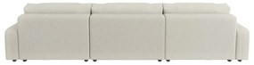 Divano angolare color crema allungabile/con contenitore (a U) con rivestimento in velluto a coste Sara – Ropez
