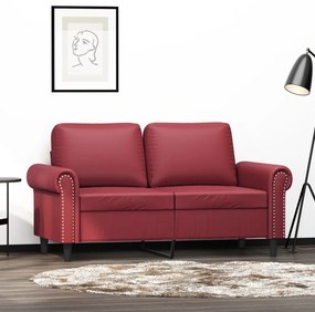 Divano A 2 Posti Rosso Vino 120 Cm İn Similpelle /