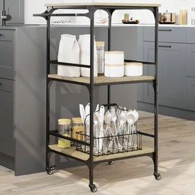 Carrello Da Cucina Rovere Sonoma 60,5x50x105 Cm /