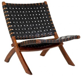 Poltrona in pelle nera con intreccio Perugia - House Nordic