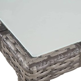 Set da pranzo da giardino 9 pz con cuscini in polyrattan grigio