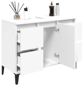 Mobile lavabo bianco 80x33x60 cm in legno multistrato