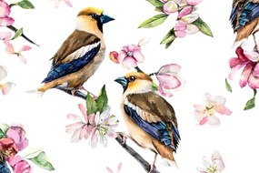 Stampa su tela – Uccellini sul ramo dell'albero