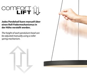 Lampada a sospensione di design nera con LED dimmerabile Easylift - Hoop