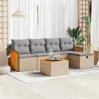 Set Divano da Giardino 6 pz con Cuscini Beige in Polyrattan 3326021