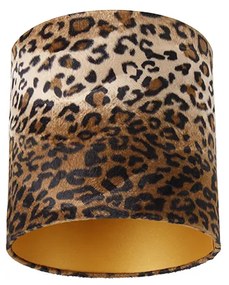 Paralume in velluto con stampa leopardata 25/25/25 interno oro