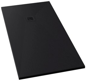 Piatto Doccia 80x140 Effetto Pietra Korzilius "Stone" Nero Opaco