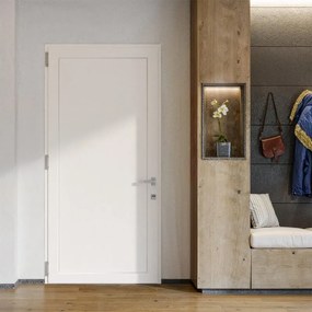 Porta d'ingresso DOLCETTI in Pvc con pannello liscio L 80 x H 210 cm in PVC bianco/frassino bianco, apertura spingere a sinistra, falso telaio non incluso