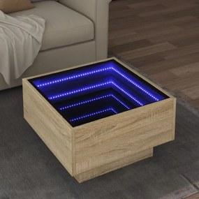 Tavolino Salotto Con Led Rovere Sonoma 50x50x30 Cm Multistrato /