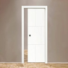 Porta interna scorrevole Elegance in legno laccato colore bianco, L 90 x H 210 cm, apertura reversibile