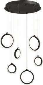 Lampada a sospensione in metallo verniciato 6 Luci NERO 45 cm a Led PINTA