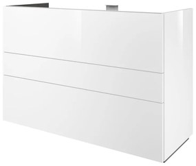 Mobile da bagno a terra L 120 x H 84 x P 48 cm bianco laccato lucido, 3 cassetti Apertura push-pull SENSEA Neo Line, Maniglie acquistabili separatamente