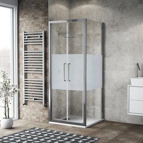 Lato fisso per box doccia Record L 72 x H 195cm, Sp. 6 mm vetro smerigliato profilo silver