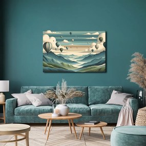 Quadro su tela – Mongolfiere sopra paesaggio montano
