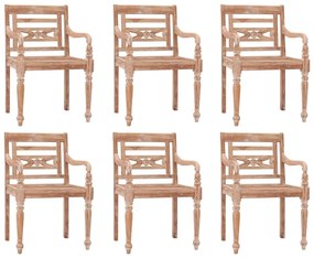 Sedie batavia 6 pz in legno massello di teak bianco slavato