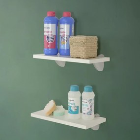 Coppia mensole 45x23 cm salvaspazio in legno bianco linea Pilar